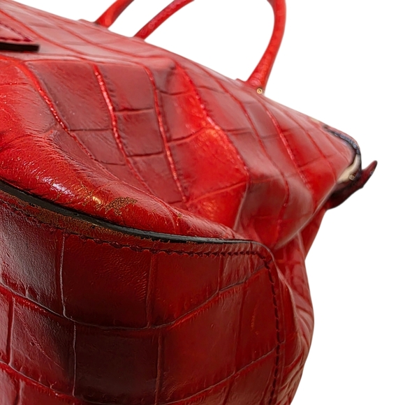 Kate Spade New York Stevie Carlsbad Red Croc-Embossed Leather Satchel -$350 MSRP - Picture 7 of 8